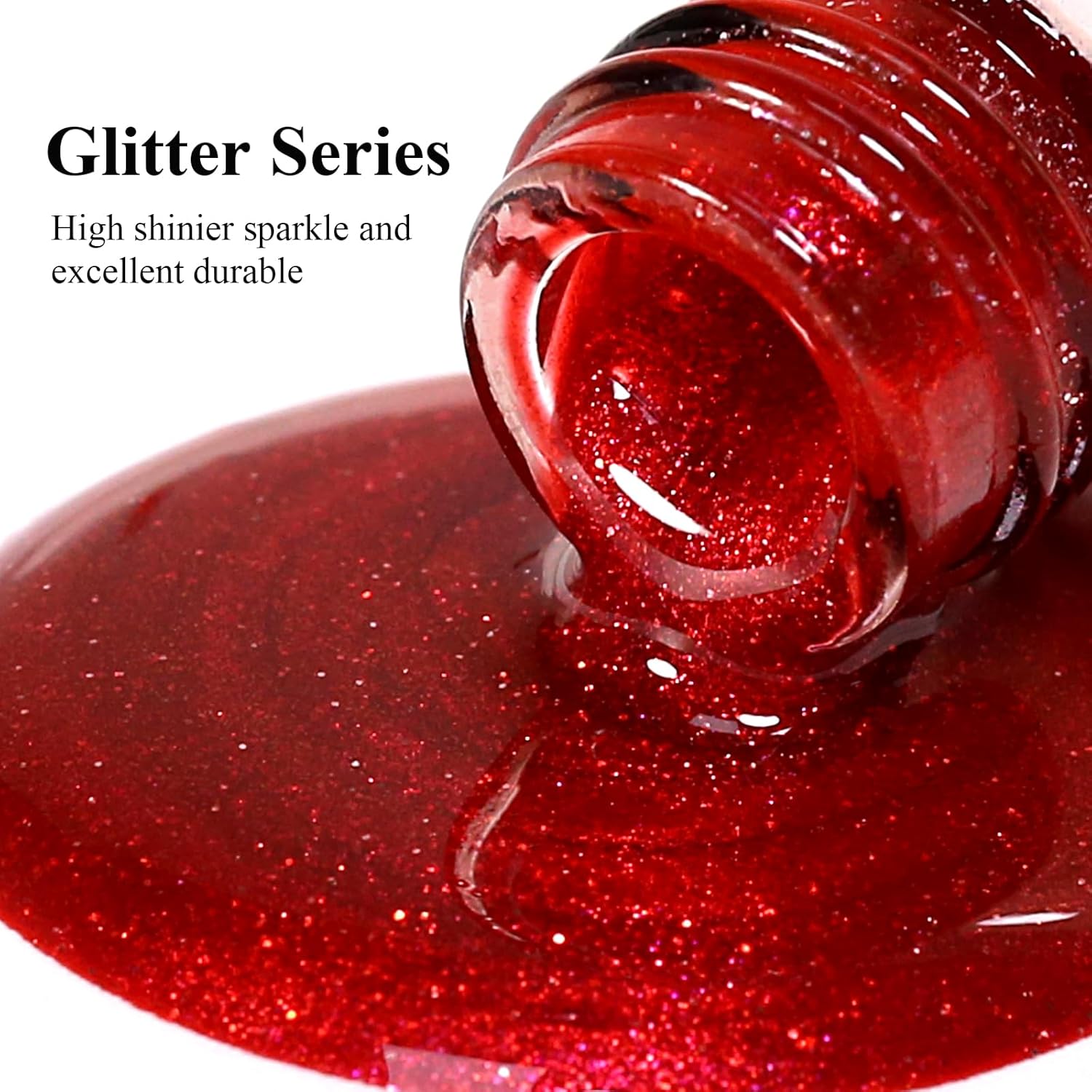 Imtiti Glitter Gel Nail Polish, Christmas Red Iridescent Glitter Gel Polish Diamond Shimmer Sparkle Soak Off UV LED Nail Gel Polish Autumn Winter Gel Polish Manicure Gel Nail Kit 10ML-GlimoraGlow