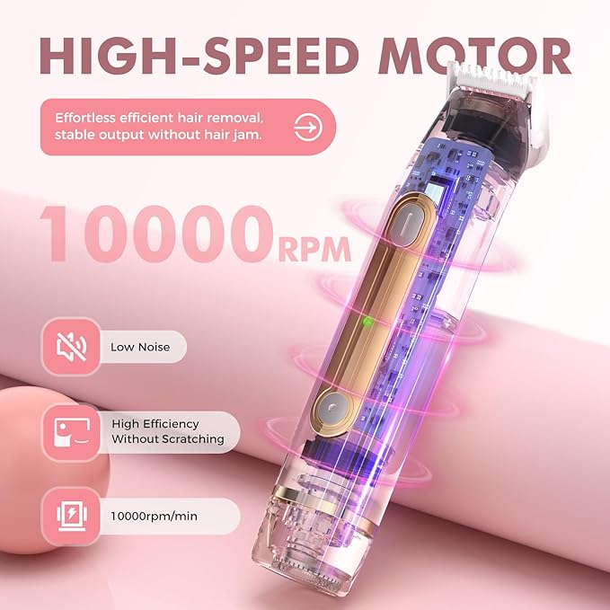 2 in 1 Bikini Trimmer for Women, Dual Head Electric Razor, IPX7 Waterproof Wet/Dry Use Women Electric Shaver, Painless Body Facial Hair Remover for Bikini Legs Arm Underarm, (Purple)-GlimoraGlow