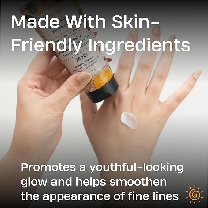 Everything Cream | 100% Grass Fed Beef Tallow Moisturizer for Face and Body | Day & Night Skincare | Safe Natural Edible-Grade Ingredients | After-Sun Care | All Skin Types | 3 oz-GlimoraGlow