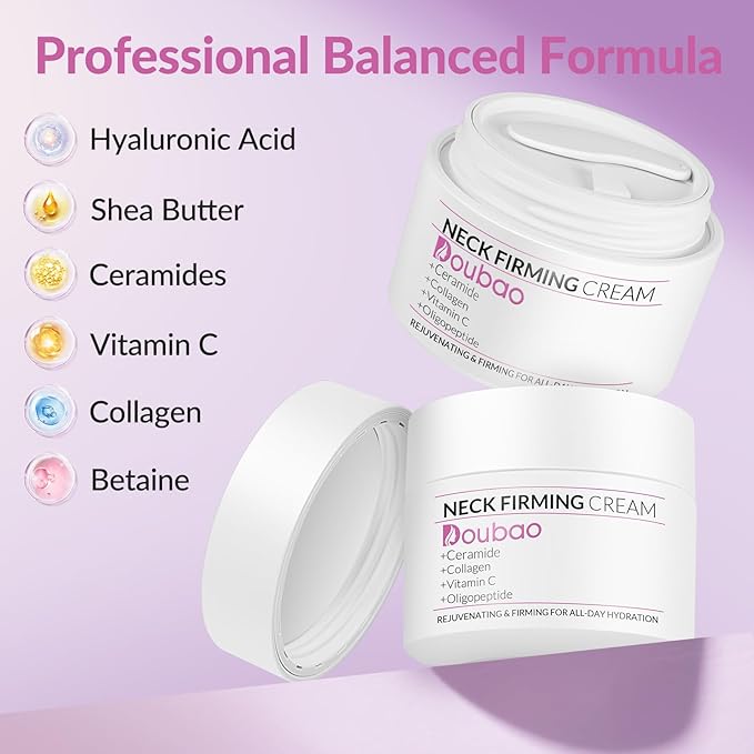 Neck Firming Creams for Tightening and Firming, Moisturizer Face Cream with Collagen, Hyaluronic Acid, Day & Night Anti-Aging Skin Tightening Cream Neck, Décolleté & Face – 1.7Fl Oz-GlimoraGlow