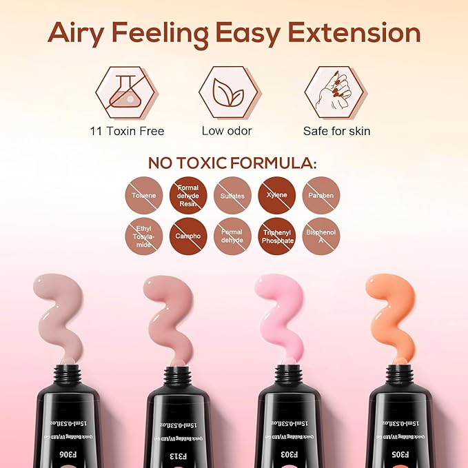 JEWHITENY Poly Extension Gel Kit With 48W LED Nail Lamp 14 Colors Builder Extension Gel All-in-One French Kit Nail Art Design Beginner Kit-GlimoraGlow