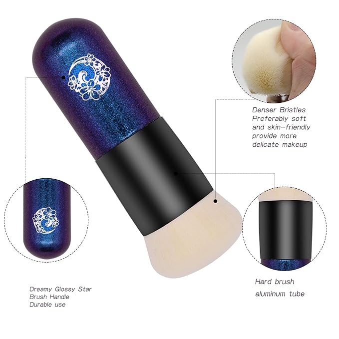 ENERGY Foundation Makeup Brush With Brush Clean Flat Top Kabuki for Face - Perfect For Blending Liquid, Cream or Flawless Powder Cosmetics - Buffing, Stippling, Concealer - Premium Quality Synthetic Dense Bristles-GlimoraGlow