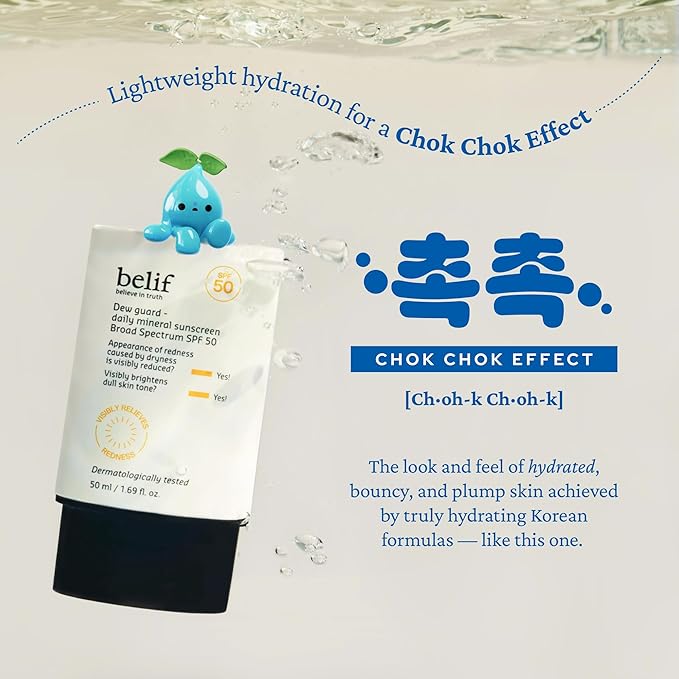 belif Dew Guard - Daily Mineral sun SPF 50 Hydrating Niacinamide Sunscreen (1.69 fl. oz) - Daily Broad Spectrum, Reduces Redness, No-White Cast, Non-Greasy, Korean Skincare-GlimoraGlow