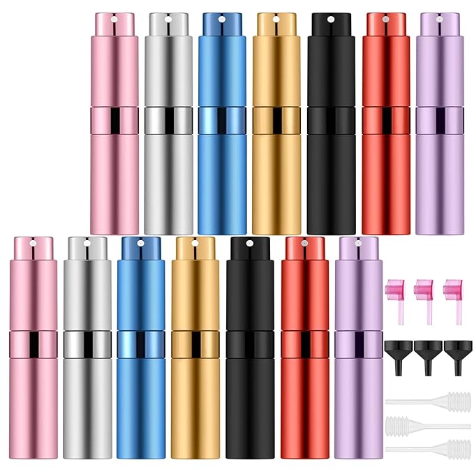 14 PCS/8ML Portable Atomizer Perfume Bottles, Mini Empty Refillable Cologne Spraye Bottle, Pocket Travel Perfume Liquid Sprayer (Mixing Colors)-GlimoraGlow