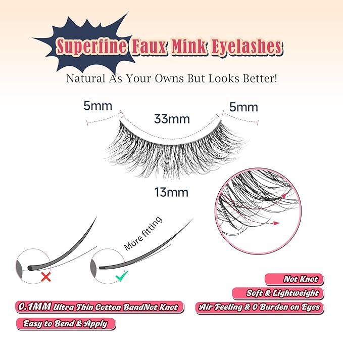 False Lashes Natural Look Wispy Eyelashes 13MM Eye Lash Pack for Daily C Curl Natural Lashes 7 Pair Siligli-GlimoraGlow