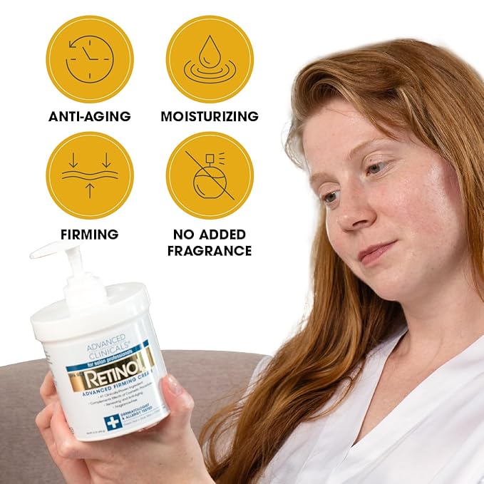 Advanced Clinicals Retinol Cream + Hyaluronic Acid Lotion Face & Body Skin Care. Anti Aging Dry Skin Rescue Creams Reduce Appearance Of Wrinkles, Fine Lines, & Sagging Skin, 16 Oz (Pack of 2)-GlimoraGlow