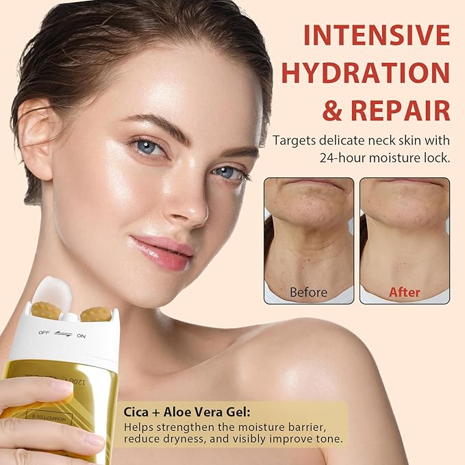 AH-8 Firming Neck Cream with Roller - Neck and Chest Firming Cream to Lift, Tighten & Smooth Sagging Skin, Reduce Wrinkles & Hydrate for Youthful Neck, 4.23 Fl Oz-GlimoraGlow