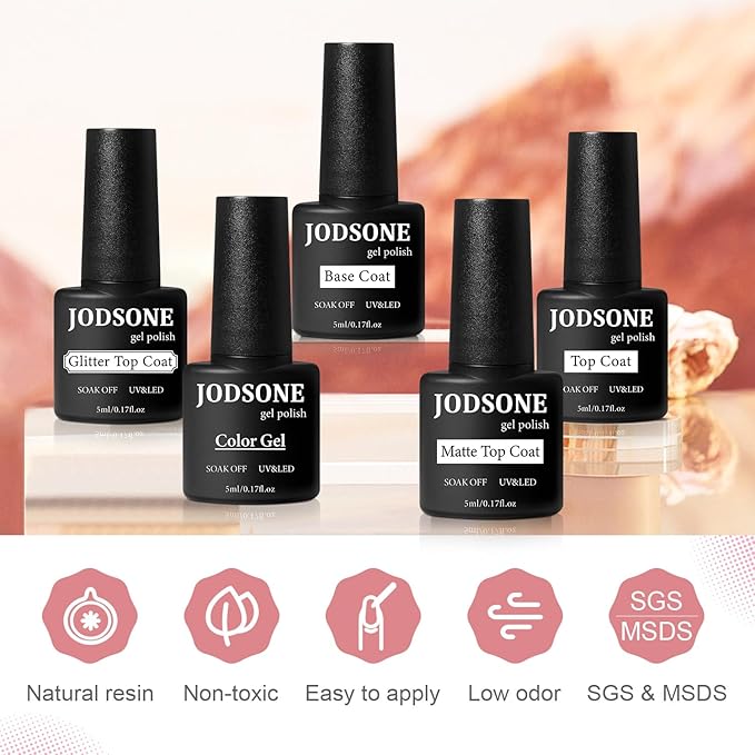 JODSONE 36 PCS Gel Nail Polish Starter Kit U V Light and Dark Series Gel Nail Set No Wipe Base Matte and Glossy Top Coat All Kinds of Manicure Tools-GlimoraGlow