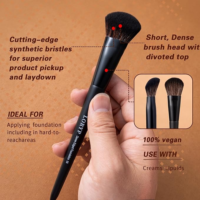 LORYP Black Makeup Brushes Set 21Pcs Powder Blush Foundation Concealer Highlighter Brush Vegan Pro Face and Eye Brush Kit-GlimoraGlow