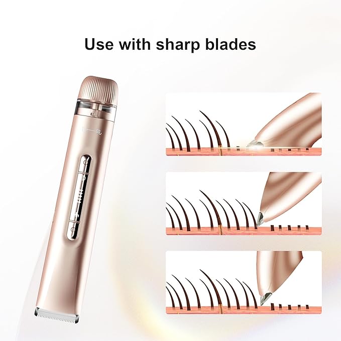 2 in 1 Women's Bikini Line Trimmer & Body Groomer,2025 Upgrade Dual Head Shaver Women, Wet & Dry Waterproof Electric Bikini Trimmer for Face Leg Arm Intimate Areas,Pink Rose-GlimoraGlow