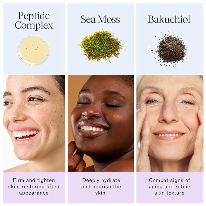 LilyAna Naturals Bakuchiol Face Lift Cream with Sea Moss and Peptide Complex - Face Cream for Women - Moisturizing and Lifting Facial Cream - Anti-Aging Overnight Moisturizer - Made in the USA - 1 oz-GlimoraGlow