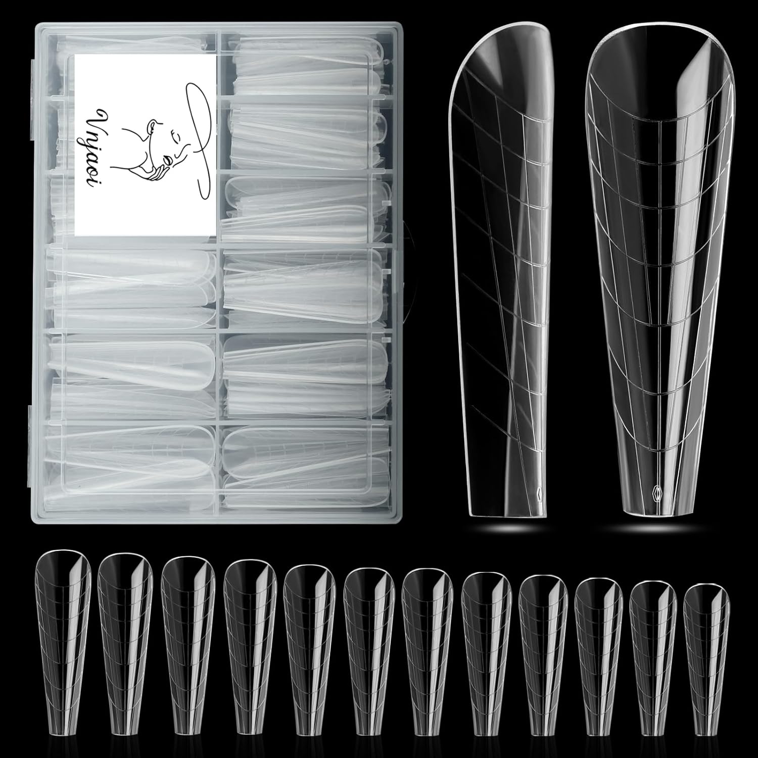 120 Pcs Poly Extension Gel Dual Nail Forms Nail Molds With Scale Builder Coffin Nail for Gel Manicure Nail Art Design Salon DIY at Home (Long Ferrari Dual Nail Forms Set)-GlimoraGlow