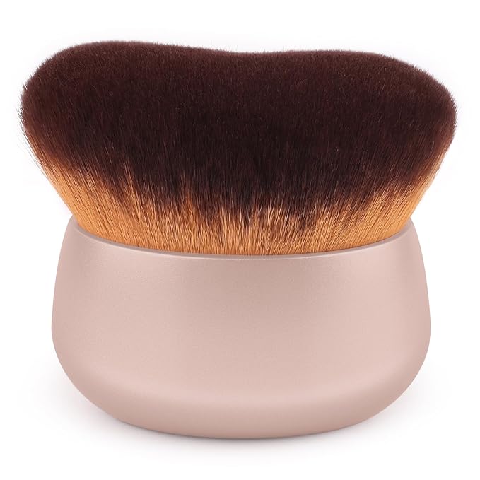 75MM Extra Large Self Tanner Kabuki Makeup Brush – Ultra Soft Dense Vegan Bristles for Body Makeup, Bronzer & Foundation–Applies Tanning Mousse, Lotion & Self Tanner–Khaki, Wet & Dry-GlimoraGlow