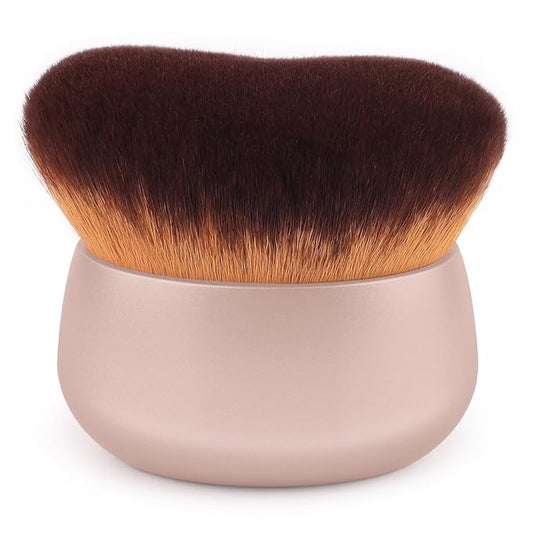 75MM Extra Large Self Tanner Kabuki Makeup Brush – Ultra Soft Dense Vegan Bristles for Body Makeup, Bronzer & Foundation–Applies Tanning Mousse, Lotion & Self Tanner–Khaki, Wet & Dry-GlimoraGlow