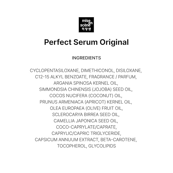 Mise En Scene PerfectSerum Original - HairOil for Frizzy & Dry, Hydration and Nutrition Hairy Essence for Damage Care, Korean HairCare Product, Hair Serum 2.71 Fl. Oz.-GlimoraGlow