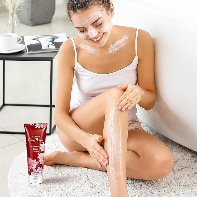 Japanese Cherry Blossom Shower Gel and Body Cream Set - Nourishing and Moisturizing Daily Skincare - 8 fl.oz / 236mL Each, Christmas Gifts for Her and Him (Japanese Cherry Blossom)-GlimoraGlow