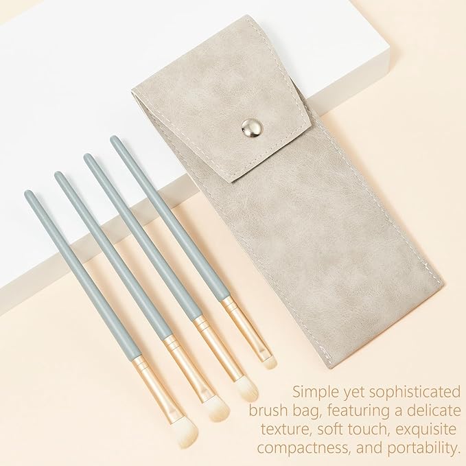 Eyeshadow Makeup Brushes Set with Case 4 PCS Soft Synthetic Hairs Eye Makeup Brushes for Blending Eyebrow Eyeliner Eyeshadow （Lightblue）-GlimoraGlow