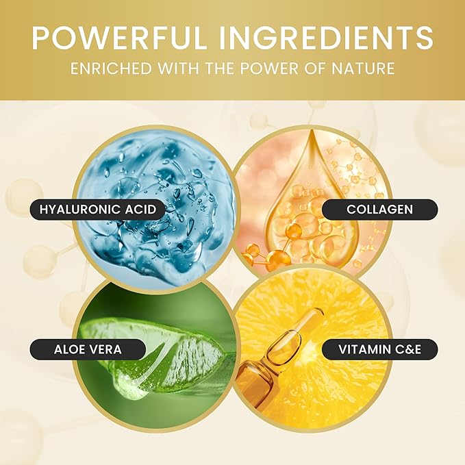 16 Pairs Gold Under Eye Patches with 2 pieces of Lip Mask | Under Eye Mask Dark Circles and Puffiness | Wrinkles Patches with Hydrogel | Collagen Eye Pad-GlimoraGlow