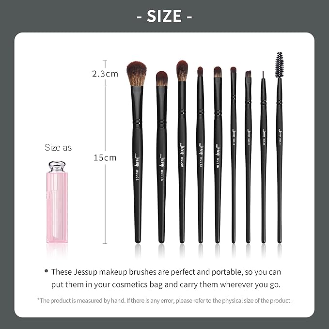 Jessup Eye Brushes Set, Vegan Makeup Brushes with Concealer Powder Eyeshadow Blending Eyeliner Spoolie Brush, 16pcs Premium Synthetic Black Cosmetic Brush T272-GlimoraGlow