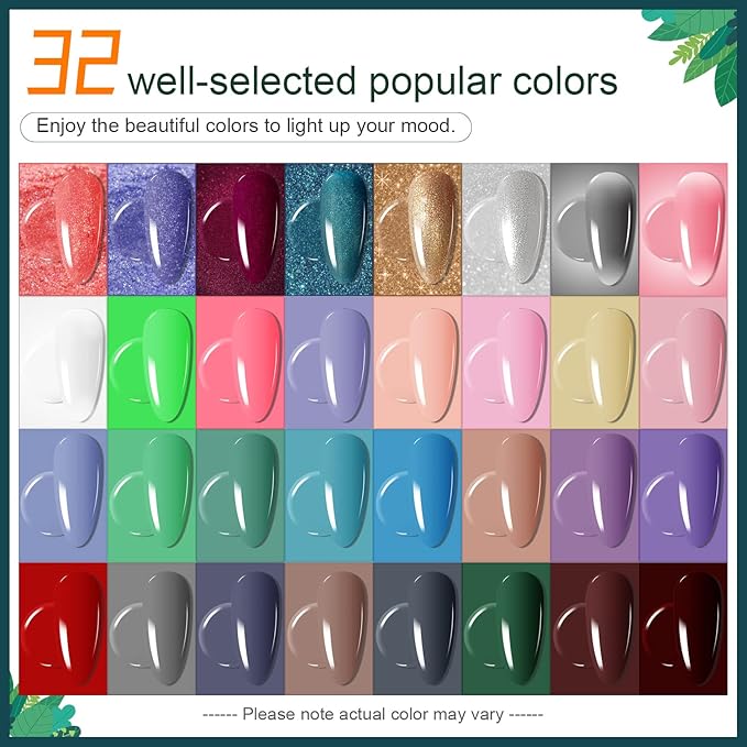 JODSONE 32 Colors Nail Polish Set With U V Light Manicure Nail Tools Nail Art Manicure Salon DIY at Home-GlimoraGlow