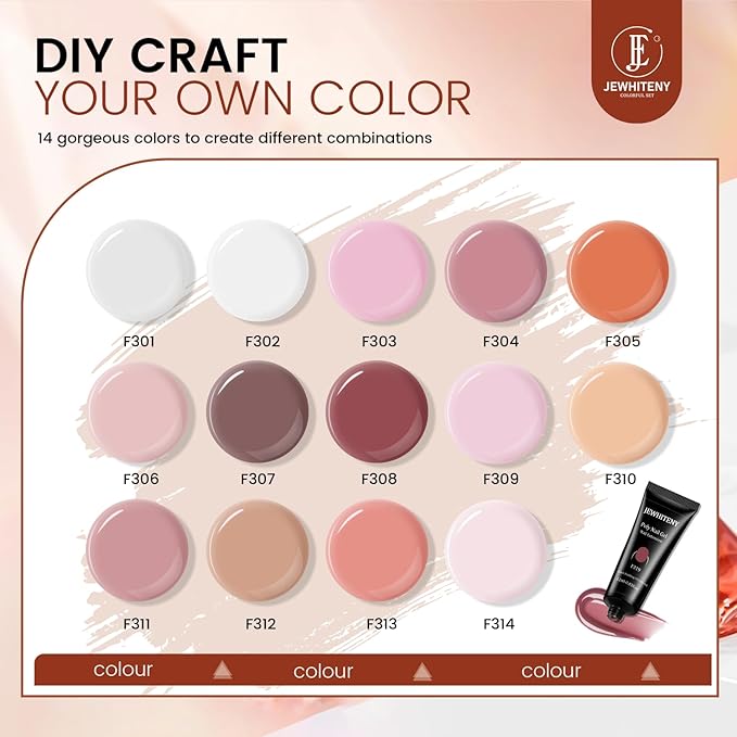 JEWHITENY 14 pcs Poly Gel Nail Extension Kit With Drill Machine U V Nail Light ALL In One Polygel Starter Kit-GlimoraGlow