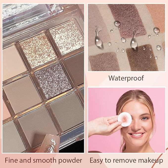 12 Girds Colorful Matte Shimmer Eyeshadow Palette for Eye Makeup,High Pigmented Eye Shadow Primers Powder Palet de sombras de ojos 12-A-GlimoraGlow