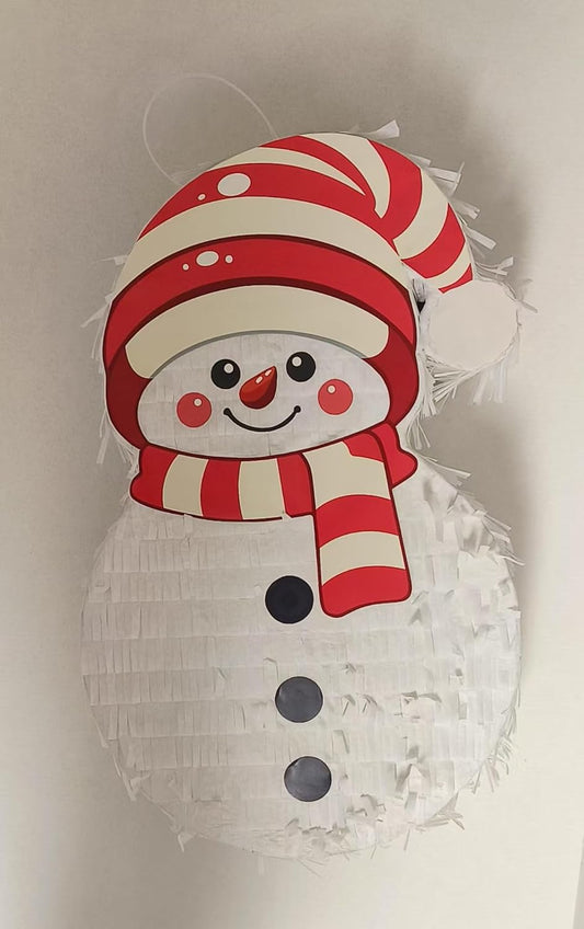 Snowman Pinatas Bundle with a Blindfold and a Bat(15.4 x 13 x 4 Inches), Perfect for kid's Birthday Parties, Mexican Theme Parties, Decorations