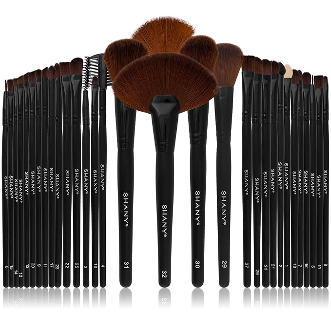 SHANY Makeup Brushes Premium Synthetic Foundation Powder Concealers Eye Shadows Cosmetics Brush Set with Faux Leather Pouch and Instruction sheet, 32 Count-GlimoraGlow