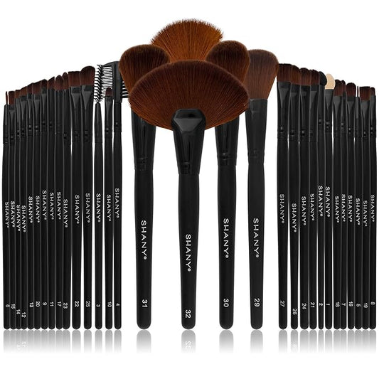 SHANY Makeup Brushes Premium Synthetic Foundation Powder Concealers Eye Shadows Cosmetics Brush Set with Faux Leather Pouch and Instruction sheet, 32 Count-GlimoraGlow