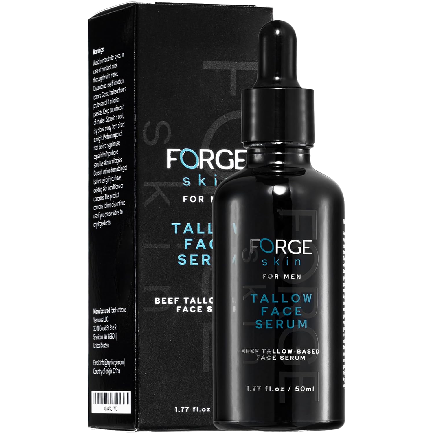 FORGE SKIN® Night Beef Tallow Serum for Men [TALLOW-BASED] - Facial Essence for Face Wrinkles with Essential Oils - Natural Green Tea Skincare for Radiance and Skin Hydration (1.77 OZ)-GlimoraGlow