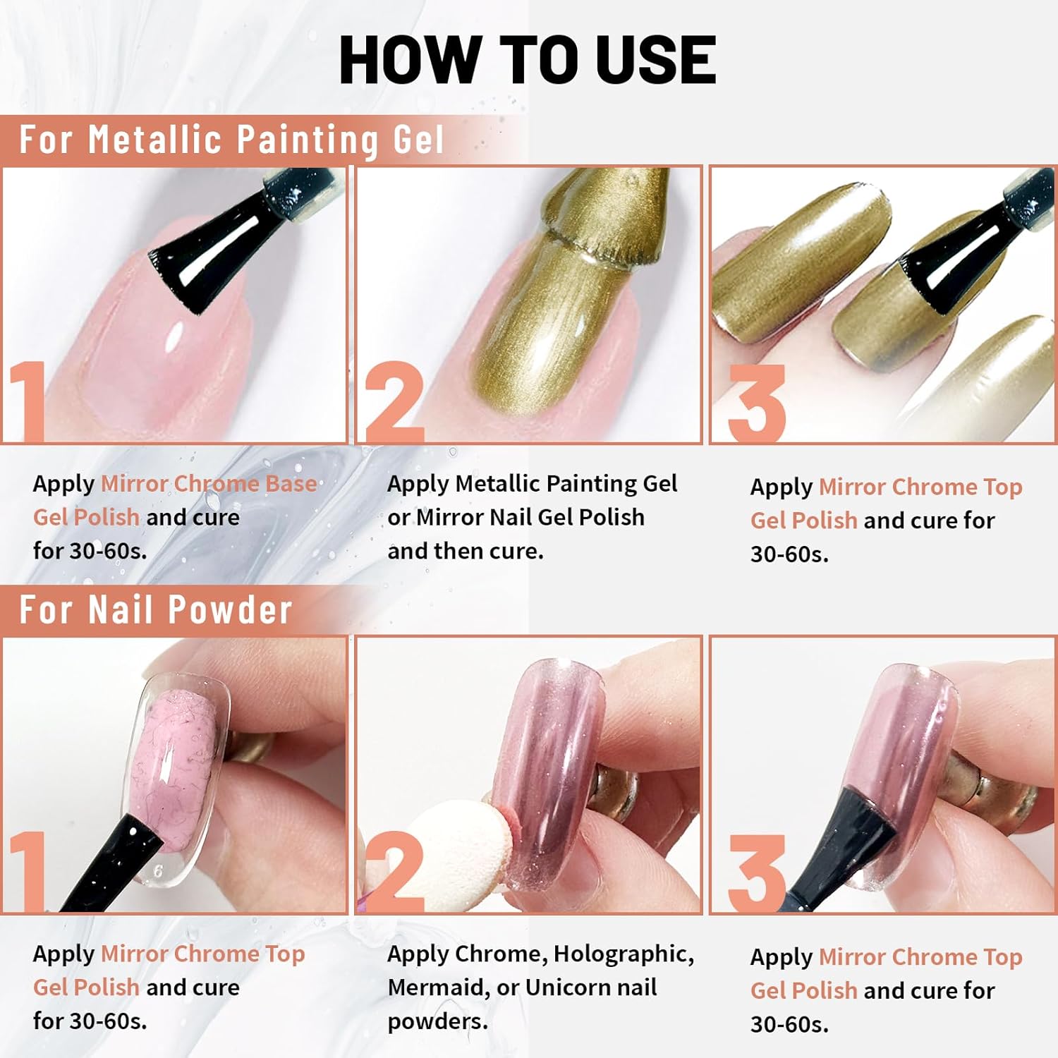 15ml Base Coat for Metallic Painting Gel, No Wipe Base Polish for Chrome Nail Powder, Mirror Nail Gel, Easy to Make Mirror Effect-GlimoraGlow