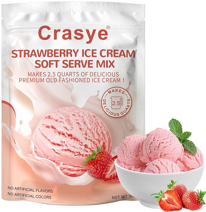 Ice Cream Mix Strawberry Soft Serve Mix Soft Serve Mixes Base Powder Homemade for Ice Cream Maker Machine - 10 Ounce-GlimoraGlow