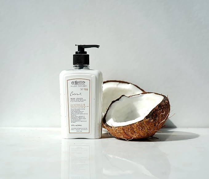 C.O. Bigelow Coconut Body Lotion, Village Perfumer Moisturizing Body Lotion with Aloe Vera, Borage Oil & Olive Oil, 10 Fl Oz-GlimoraGlow