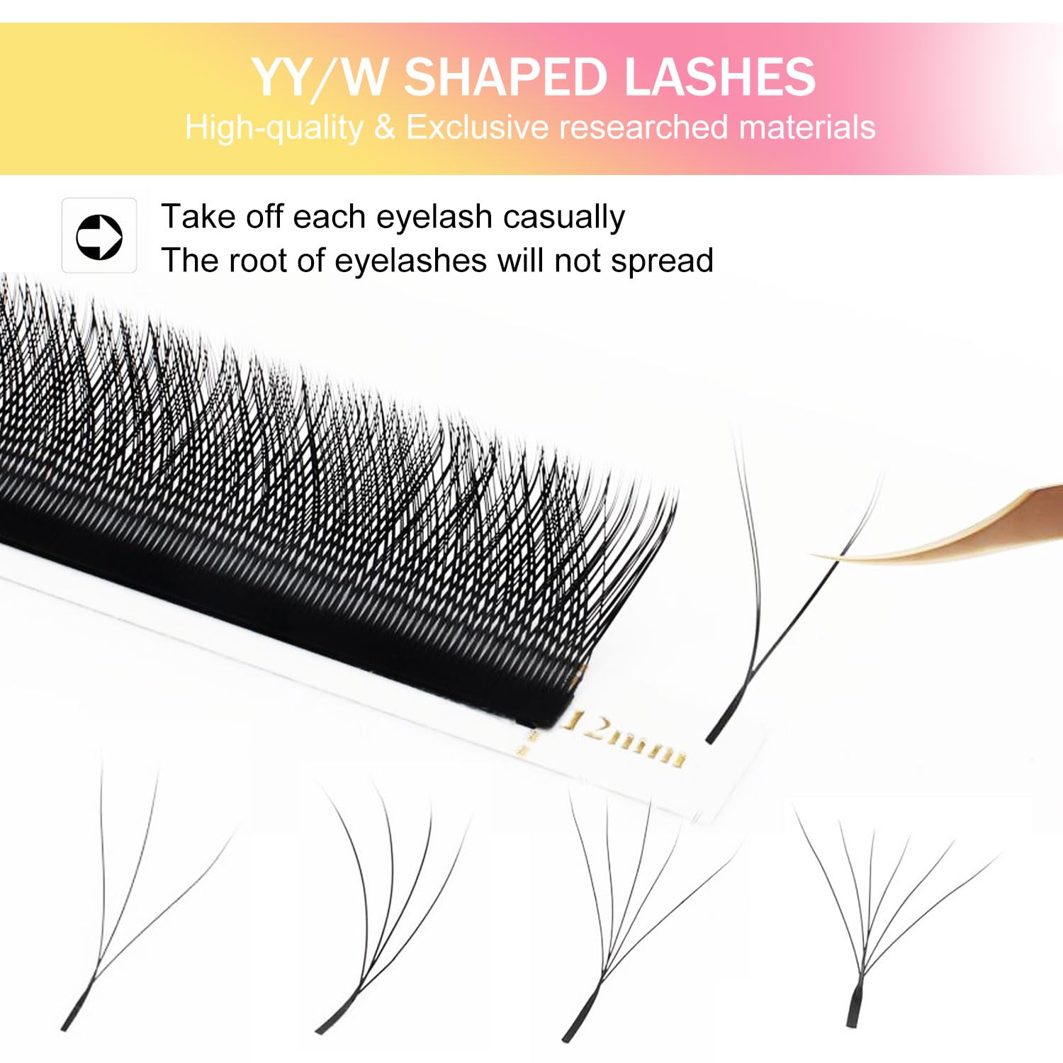W Lash Extensions Supplies 6D Eyelash Extensions W Shape 0.07mm Thickness C Curl 15mm Premade Fans Easy Fan Lashes Volume Matte Black 12 Rows Crisscross Eye Lashes(W-6D-0.07-C,15mm)-GlimoraGlow