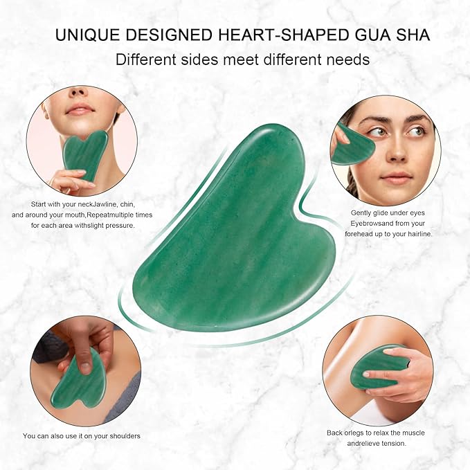 Jade Roller for Face, Facial Roller Massager Skin Care Tool, Gua Sha Facial Tools for Face, Neck, Eyes, Reduce Puffiness of The Skin (Green)-GlimoraGlow