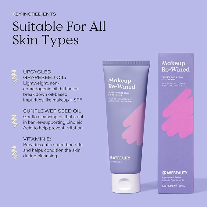 KraveBeauty Double Cleanse Duo, Makeup Re-Wined + Matcha Hemp Cleanser, Gentle Makeup Remover & Hydrating Cleanser, Hydrates and Preps Skin, Vegan & Cruelty Free, 3.38 fl oz 4.05 fl oz-GlimoraGlow