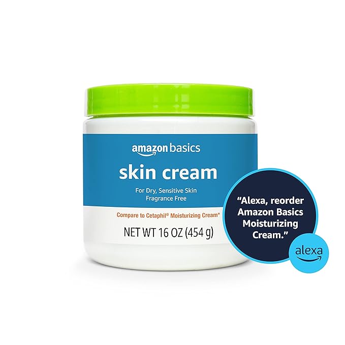 Amazon Basics Ultra Moisturizing Skin Cream for Dry & Sensitive Skin, Dermatologist Tested, Fragrance Free, 16 Ounce, 1 Pound (Pack of 1) (Previously Solimo)-GlimoraGlow