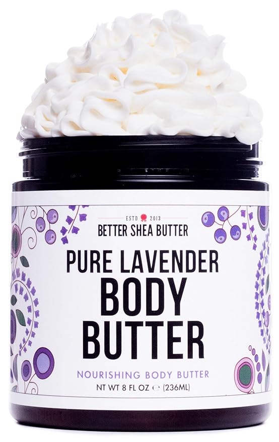 Lavender Body Butter with Shea Butter, Jojoba & Lavender Essential Oil - Natural Lotion for Women, Non-Greasy Moisturizer for Dry Skin, Whipped Body Cream-GlimoraGlow