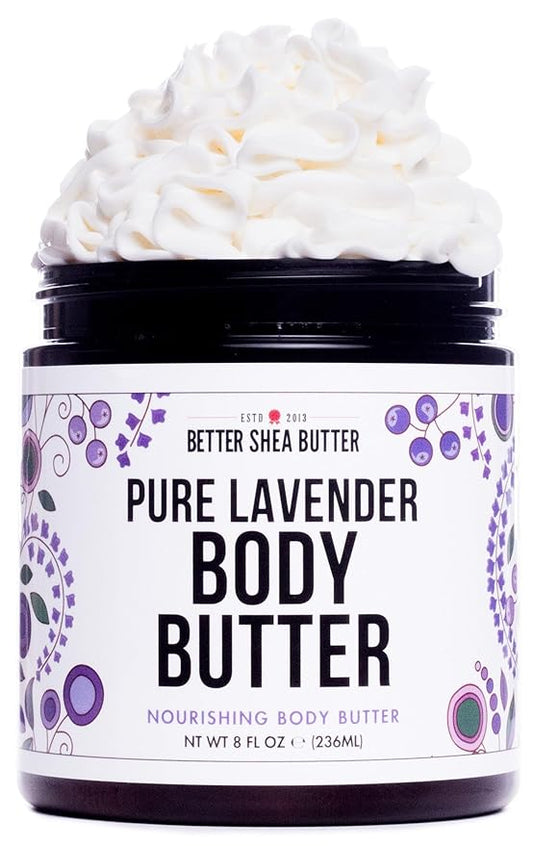 Lavender Body Butter with Shea Butter, Jojoba & Lavender Essential Oil - Natural Lotion for Women, Non-Greasy Moisturizer for Dry Skin, Whipped Body Cream-GlimoraGlow