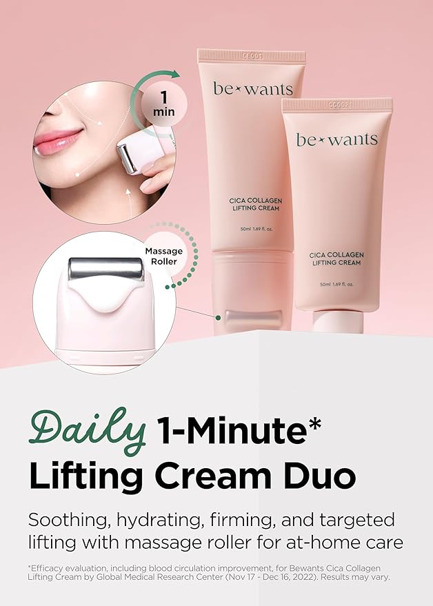 Bewants gua sha neck cream roller, korean neck cream with massage roller, rapid lift neck serum roll on, moisturizer for tightening skin with centella asiatica (2 Pack)-GlimoraGlow