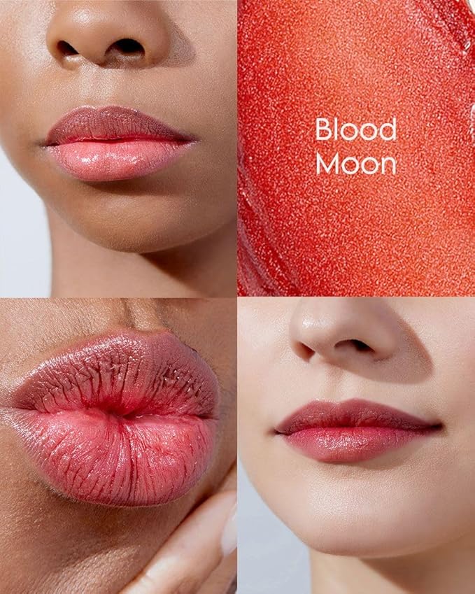 ieró Beauty Moonkissed Luminous PH Tinted Lip Balm w/Shea Butter & Vitamin E, Lip Care Moisturizer, Lip Plumper for Soft & Supple Lips, Paraben Free, Vegan, Sheer Red w/Copper-Red Shimmer-GlimoraGlow