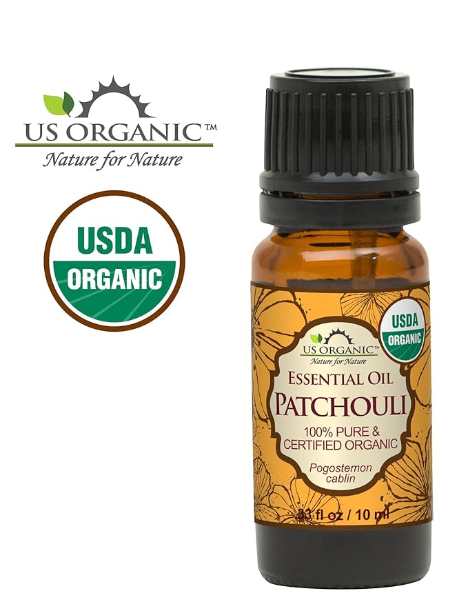 US Organic 100% Pure Patchouli Essential Oil - USDA Certified Organic, Steam Distilled - W/Euro droppers (More Size Variations Available) (10 ml / .33 fl oz)-GlimoraGlow