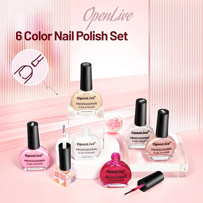 10ml Glitter Nail Polish Set 6 Colors Glitter Red Pink White Nail Polish Set for Nail Art-GlimoraGlow