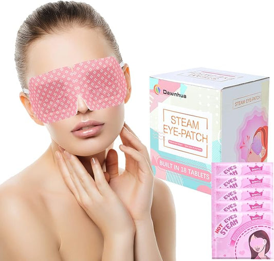 18 Packs Steam Eye Mask for Dry Eyes Dark Circles and Puffiness Tired Eyes, Disposable Self Heating Eye Mask for Stress Relief Relief Eye Fatigue-GlimoraGlow