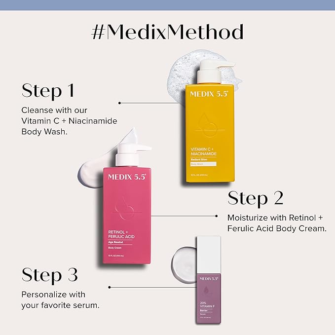 Medix 5.5 Radiant Glow Vitamin C Body Wash W/Niacinamide | Citrus Scented Gentle Body & Face Cleanser For Women, Men, Dry Skin, & Smoother-Looking Skin | Removes Dirt, Oil, & Impurities, 2-Pack-GlimoraGlow