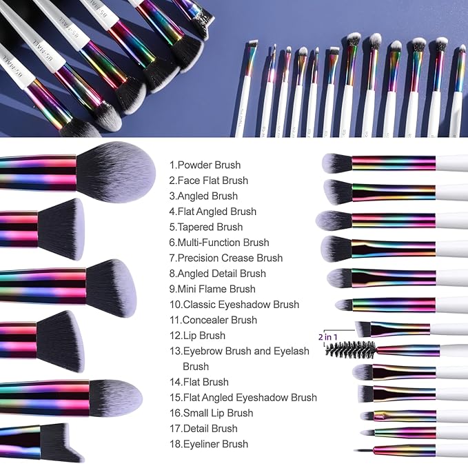 BS-MALL Makeup Brushes Makeup Tools Kit Premium Synthetic Powder Foundation Contour Concealers Lip Brushes Set 18 Pcs-GlimoraGlow