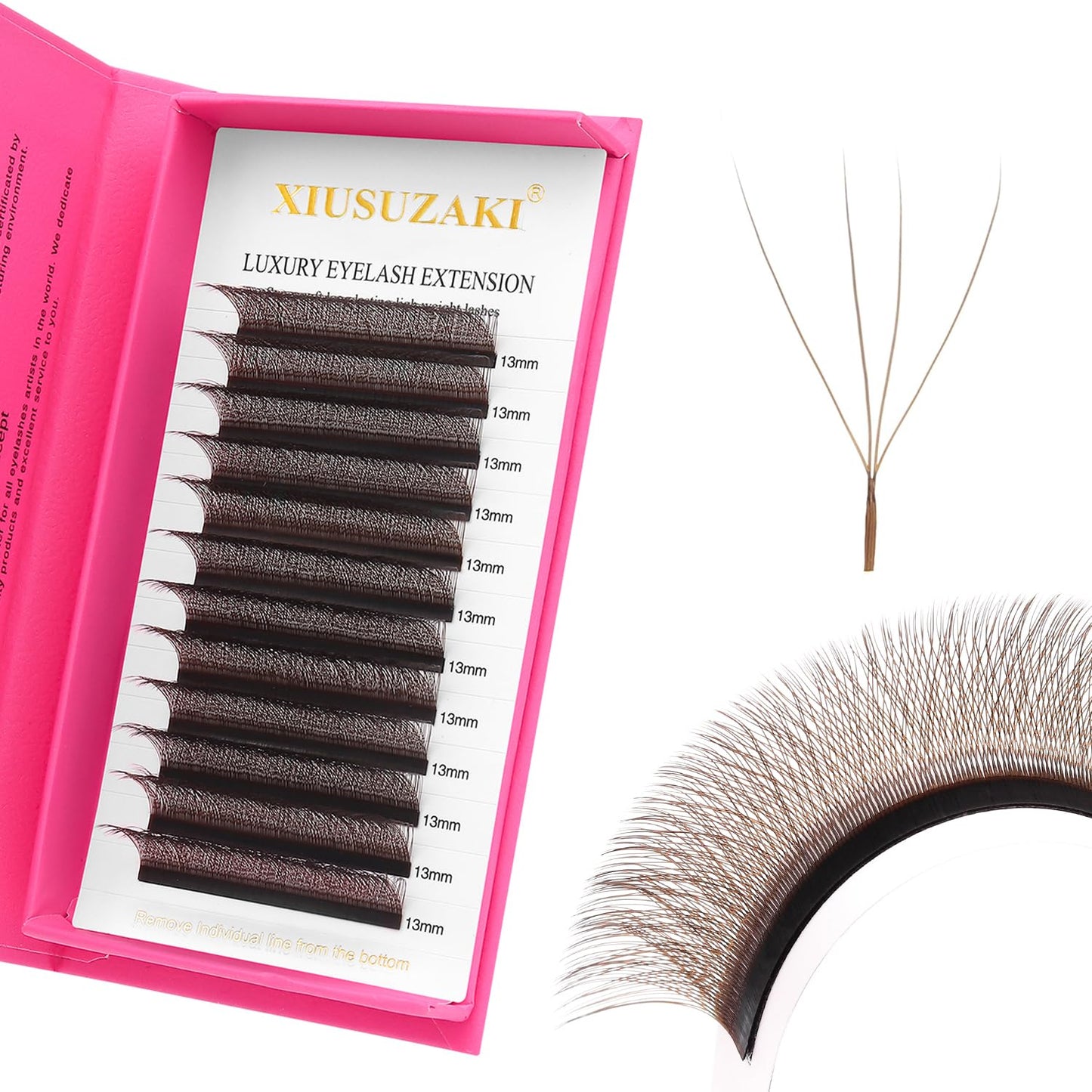 Lash Extensions Brown 4D Eyelash Extensions W Lashes 0.07mm Thickness D Curl Lashes Mix 8-15mm Colored Lashes Soft Lash Trays Pestañas Pelo a Pelo Individual Lashes(W-Brown-4D-0.07-D,8-15mm)-GlimoraGlow