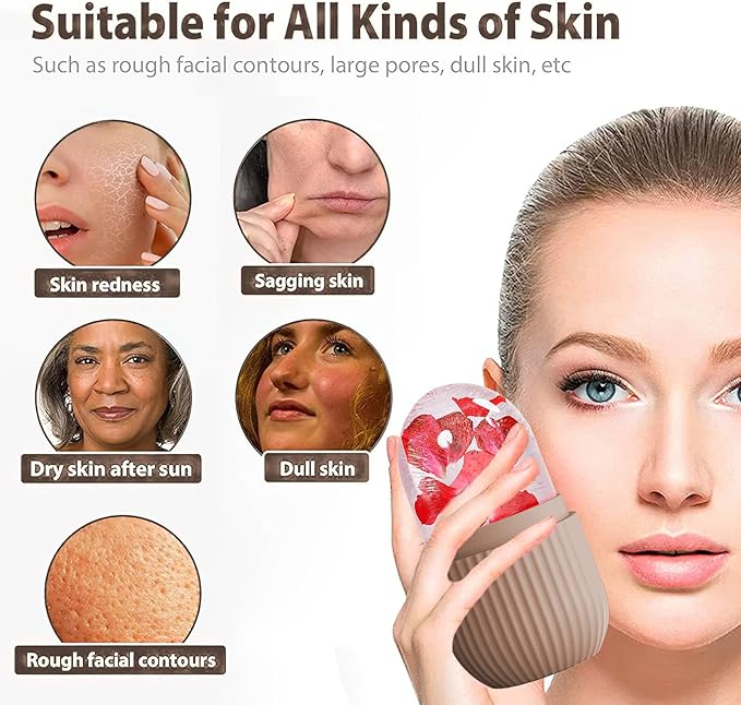 XHJRI Ice Face Roller Massager,Ice Cube Roller for Face, Eyes and Neck Naturally Conditioning and Skin Care,De-Puff Eye Bags,Reduce Migraine Pain,Reusable Massage Silicone Ice Mold (Coffee)-GlimoraGlow