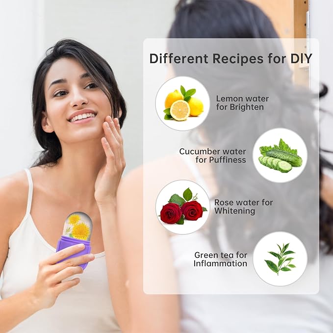 IMEASY Ice Roller for Face and Eye, Upgrated Skin Care Tools, Ice Facial Cube, Gua Sha Face Massage, Silicone Ice Mold for Face Beauty (Purple)-GlimoraGlow