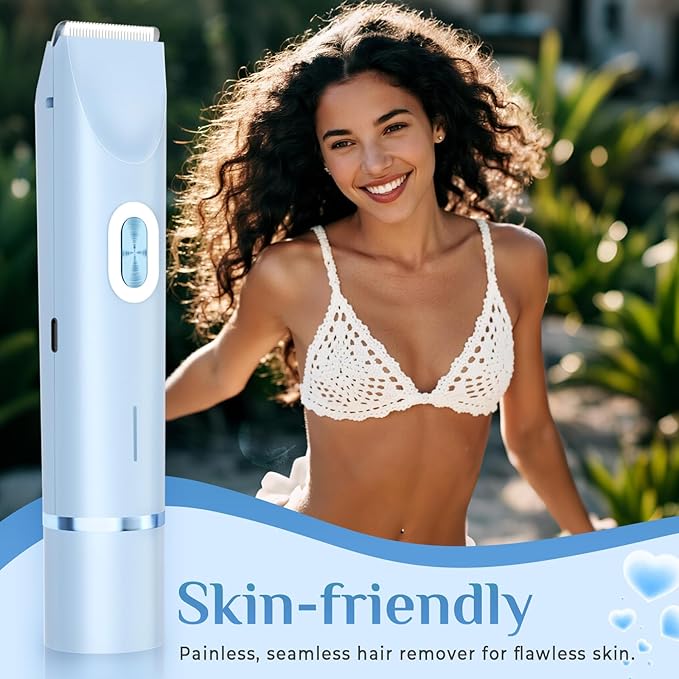 2025 New 2-in-1 Electric Bikini Trimmer for Women - Dual Head Electric Razor,Waterproof Painless Bikini Shaver, Pubic Hair Trimmer for Private Area & Body Hair, Blue-GlimoraGlow